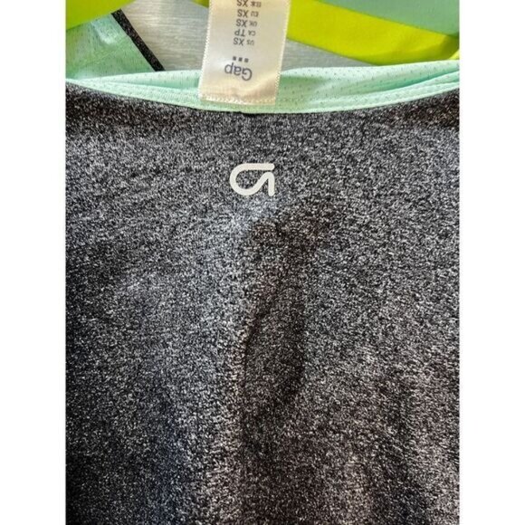 Black Neon Contrast Strap Gym Tank Top with Built in Bra XS - Picture 3 of 4